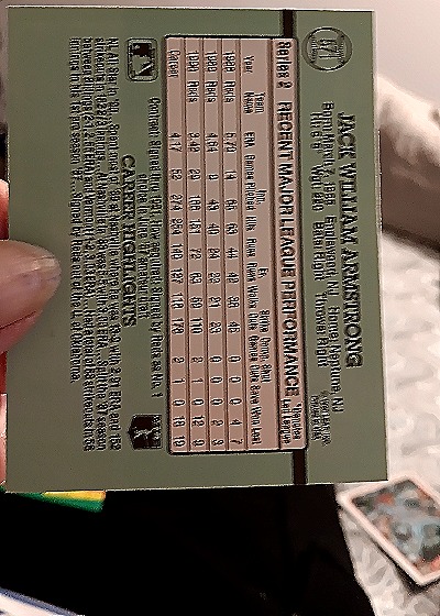 1991 Donruss #571 Jack Armstrong — back