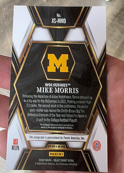 2023 Panini Select Draft Picks #XS-MMO Mike Morris — back