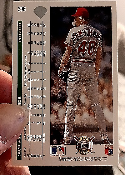 1992 Upper Deck #296 Jack Armstrong — back