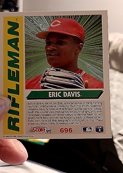 1991 Score #696 Eric Davis — back