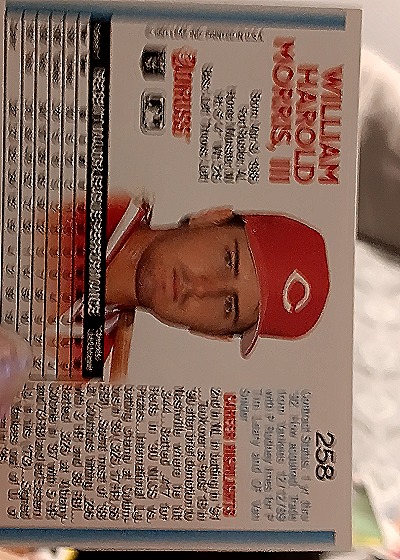1992 Donruss #258 Hal Morris — back