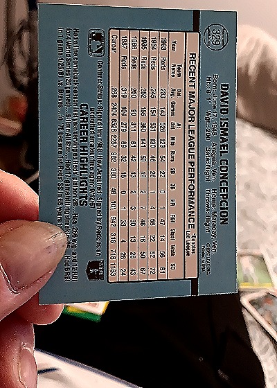 1988 Donruss #329 Dave Concepcion — back