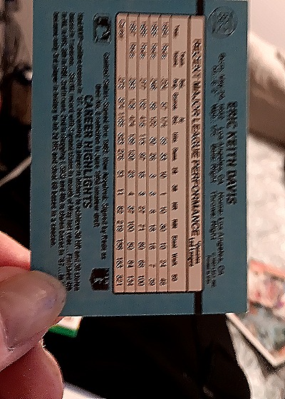 1988 Donruss #BC-2 Eric Davis MVP Insert — back