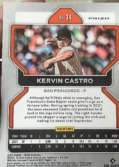 2022 Panini Prizm #34 Kervin Castro — back