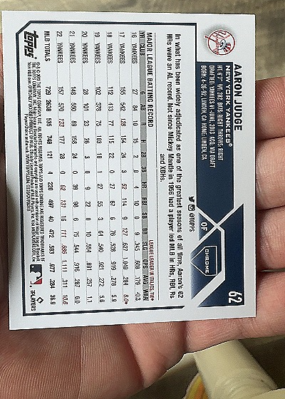 2023 Topps Chrome #62 Aaron Judge — back