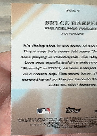 2022 Topps Chrome Heart of the City #HOC-1 Bryce Harper — back