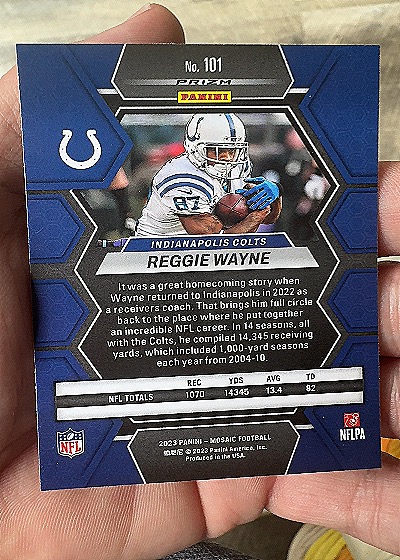 2023 Panini Mosaic #101 Reggie Wayne — back