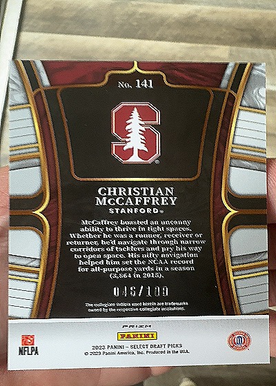 2023 Panini Select Draft Picks #141 Christian McCaffrey — back