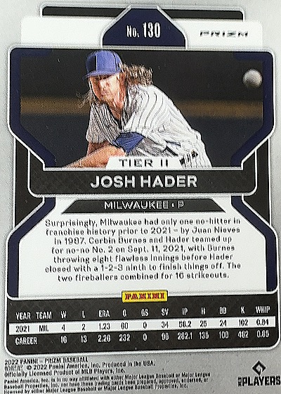2022 Panini Prizm #130 Josh Hader — back
