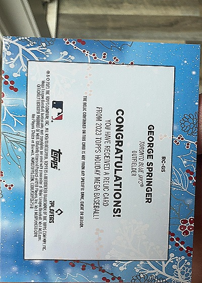 2023 Topps Holiday #RC-GS George Springer — back