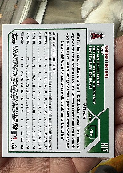 2023 Topps Holiday #H17 Shohei Ohtani — back