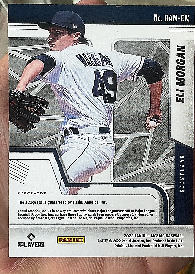 2022 Panini Mosaic Baseball #RAM-EM Eli Morgan — back