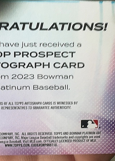 2023 Bowman Platinum Top Prospects #TOP-27 Cade Horton — back