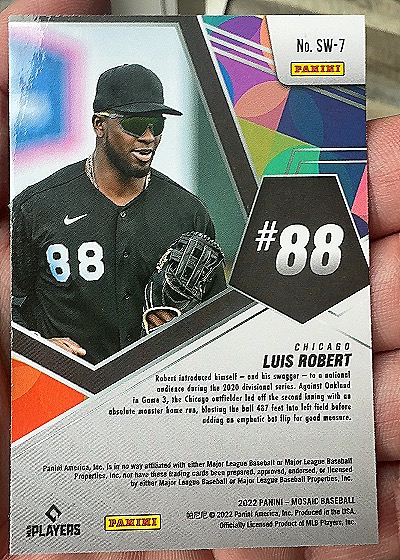2022 Panini Mosaic #SW-7 Luis Robert Swagger — back