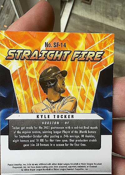2022 Panini Mosaic Straight Fire #SF-14 Kyle Tucker — back