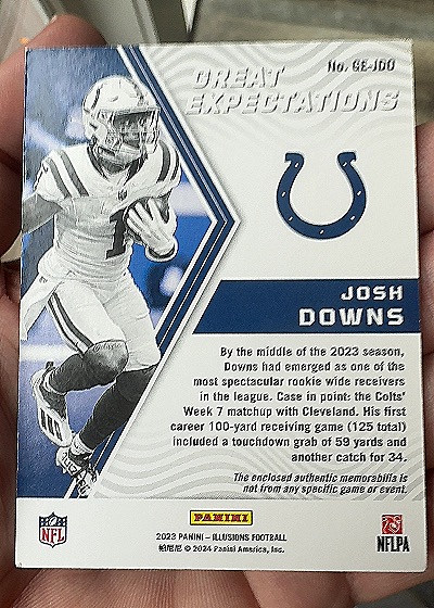 2023 Panini Illusions Great Expectations #GE-JD Josh Downs — back