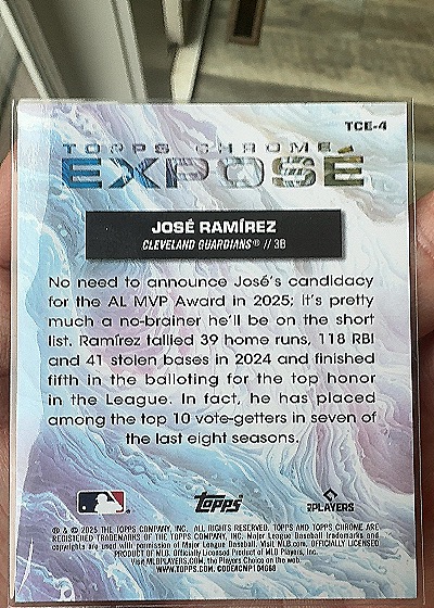 2025 Topps Chrome Expose #TCI-4 José Ramírez — back