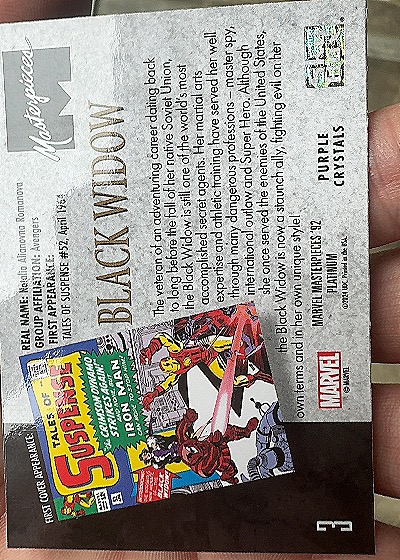 2024 Upper Deck Marvel Masterpieces '92 Platinum #3 Black Widow — back