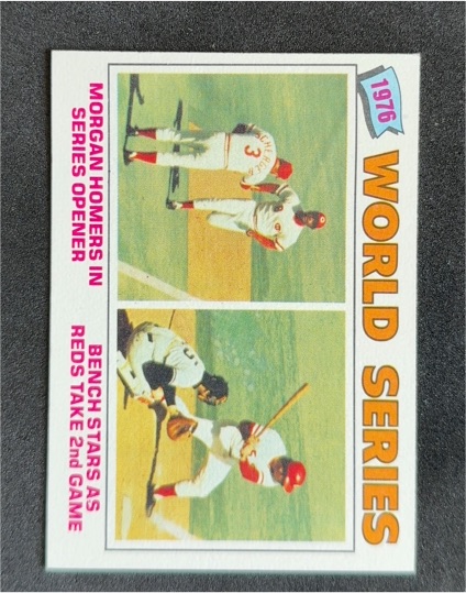 1977 Topps #411 1976 World Series Johnny Bench, Joe Morgan — front