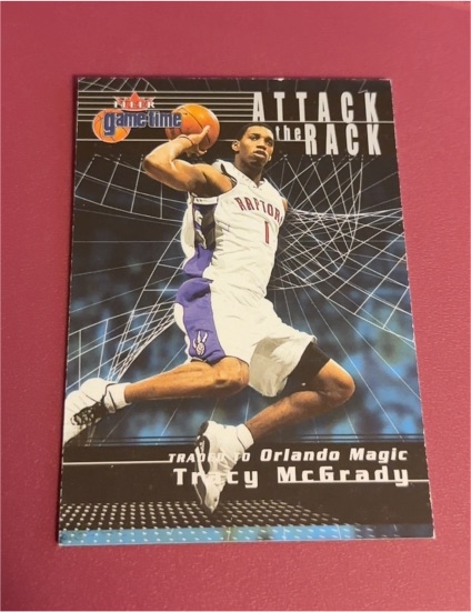 2000-01 Fleer Game Time #18 AR Tracy McGrady Attack the Rack Toronto Raptors — front