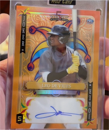 2024 Wild Card 5 Card Draw Stacked Deck Joker #Leo De Vries 1/1 Auto — front