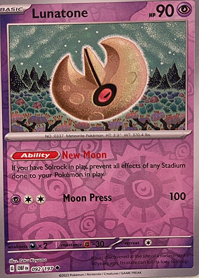 2023 Pokémon #092 Lunatone — front
