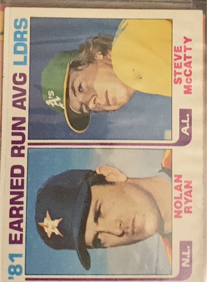 1982 Topps #167 '81 Earned Run Average Leaders Nolan Ryan / Steve McCatty — front