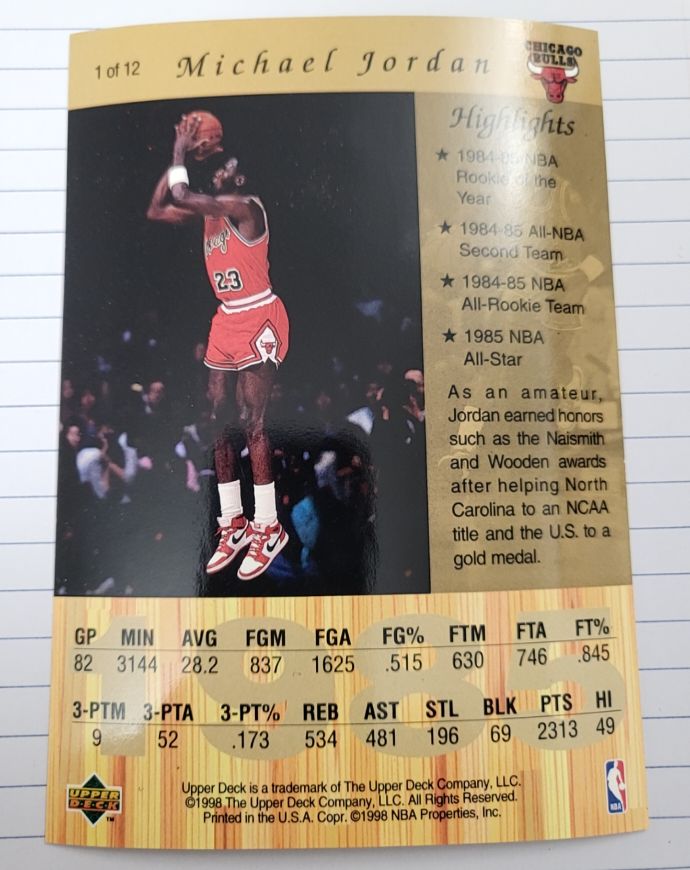 1998 Upper Deck Michael Jordan 1 of 12 — front