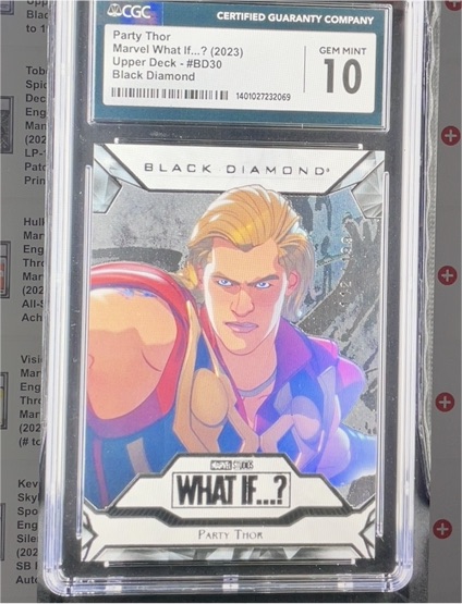 2023 Upper Deck Marvel What If...? #BD30 Party Thor Black Diamond — front