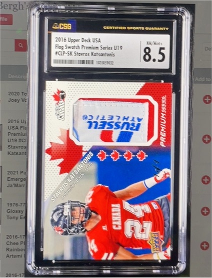 2016 Upper Deck USA Football Flag Swatch Premium Series U19 #CLP-SK Stavros Katsantonis — front