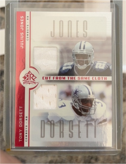 2005 Upper Deck Reflections Cut From the Same Cloth #CC-JD Julius Jones & Tony Dorsett — front