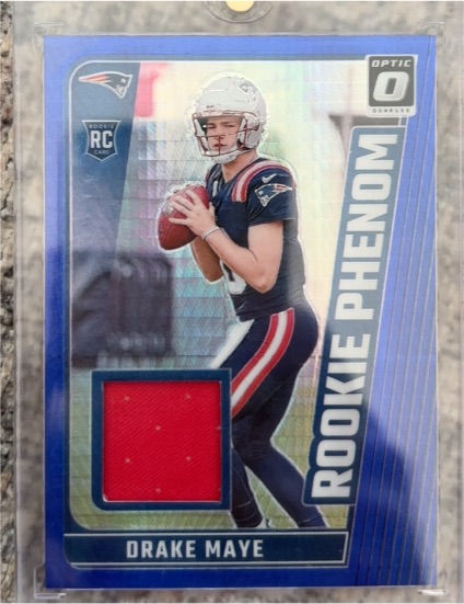 2024 Donruss Optic #RPB-DME Drake Maye Rookie Phenoms Blue Hyper — front