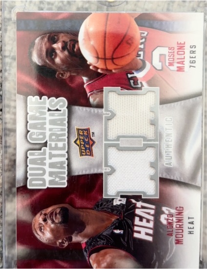 2009-10 Upper Deck Dual Game Materials #DG-MM Alonzo Mourning Moses Malone — front