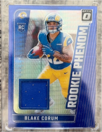2024 Panini Donruss Optic #RPB-BCM Blake Corum Rookie Phenom Blue Hyper Patch — front