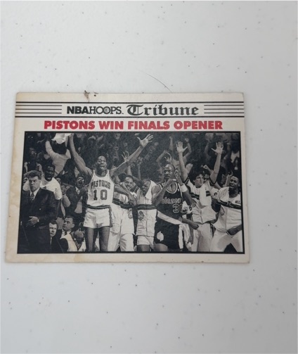 1990-91 NBA Hoops Tribune #337 Pistons Win Finals Opener — front