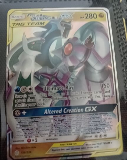 2019 Pokémon SM Cosmic Eclipse #156 Arceus & Dialga & Palkia GX — front