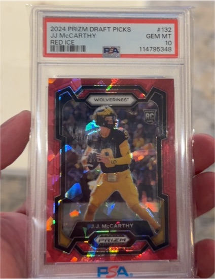 2024 Panini Prizm Draft Picks #132 JJ McCarthy Red Ice Prizm Rookie Card — front