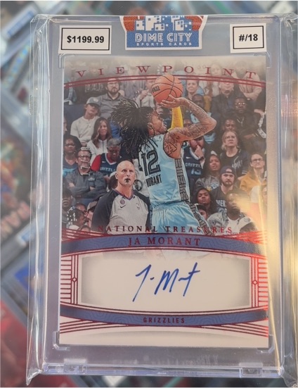 2023-24 Panini National Treasures Ja Morant Viewpoint Signatures Ruby #/18 — front