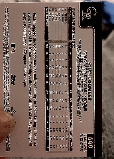 2025 Topps #640 Austin Gomber — back