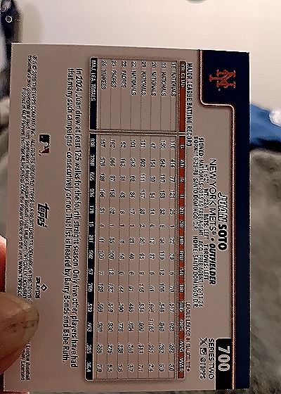 2025 Topps #700 Juan Soto — back