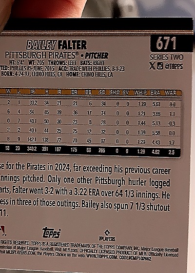2025 Topps Series 2 #671 Bailey Falter — back