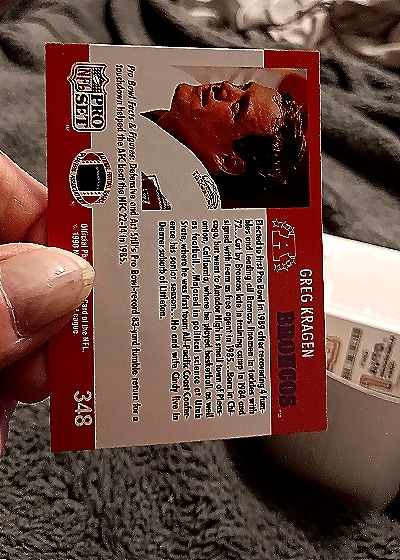 1991 Pro Set #348 Greg Kragen — back