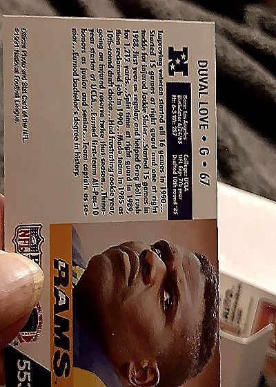 1990 Pro Set #67 Duval Love — back