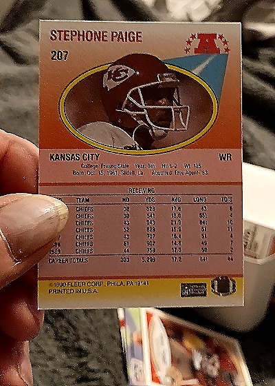 1989 Fleer #207 Stephone Paige — back