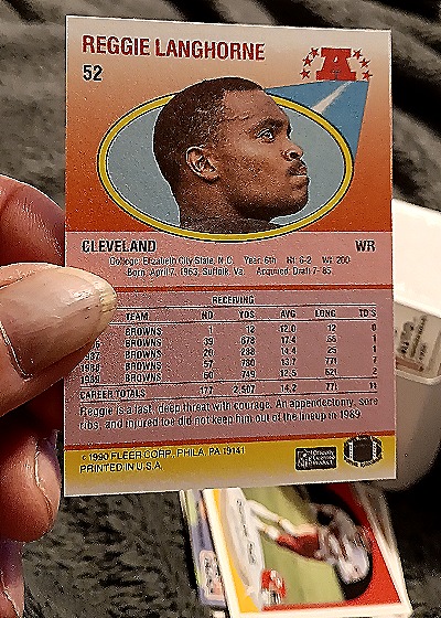 1990 Fleer #52 Reggie Langhorne — back