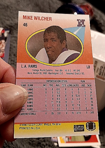1990 Fleer #46 Mike Wilcher — back