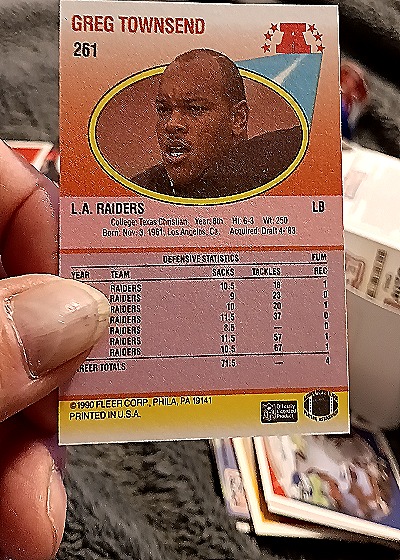 1990 Fleer #261 Greg Townsend — back