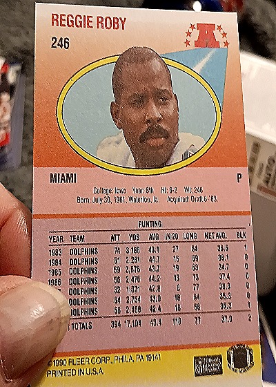 1990 Fleer #246 Reggie Roby — back