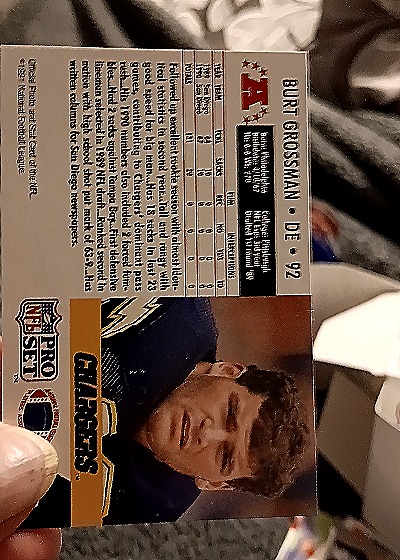 1991 Pro Set #283 Burt Grossman — back