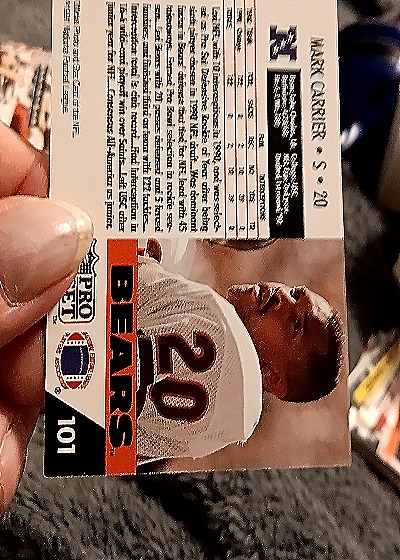 1990 Pro Set #101 Mark Carrier — back